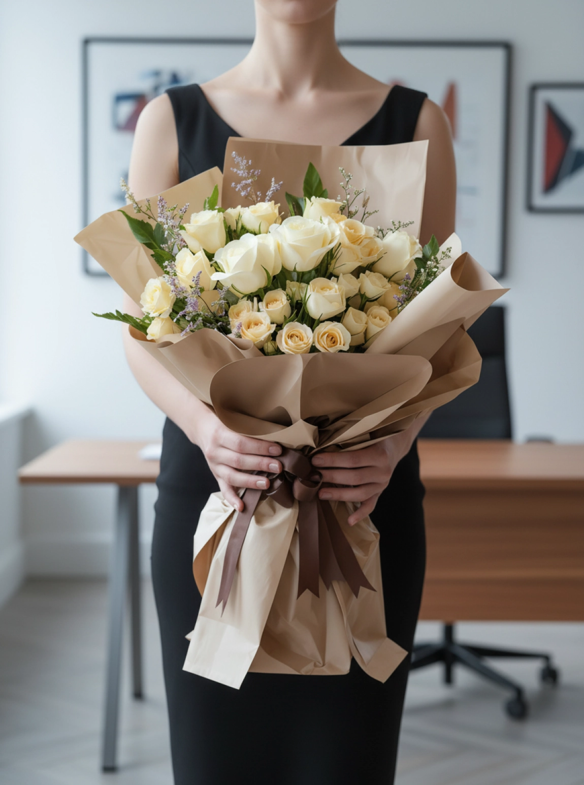 25 Tane Beyaz Gül Buketi