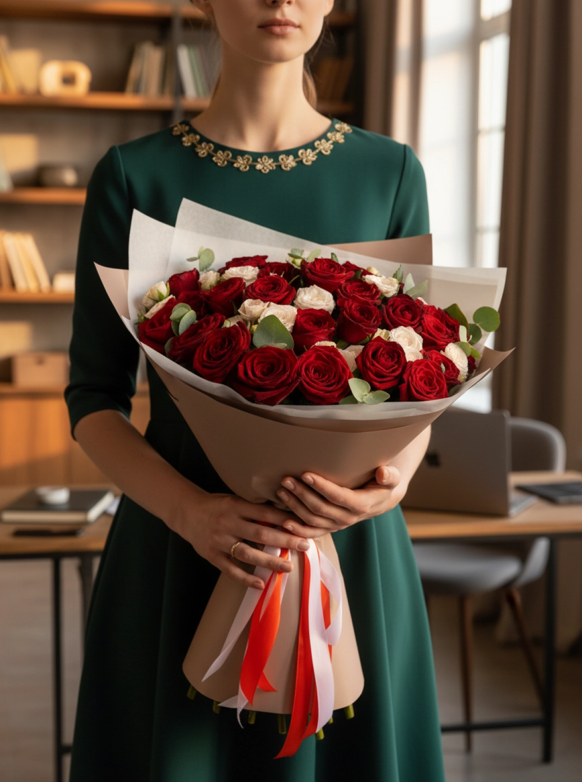 29 Kırmızı Gül ve 12 Beyaz Gül Buketi