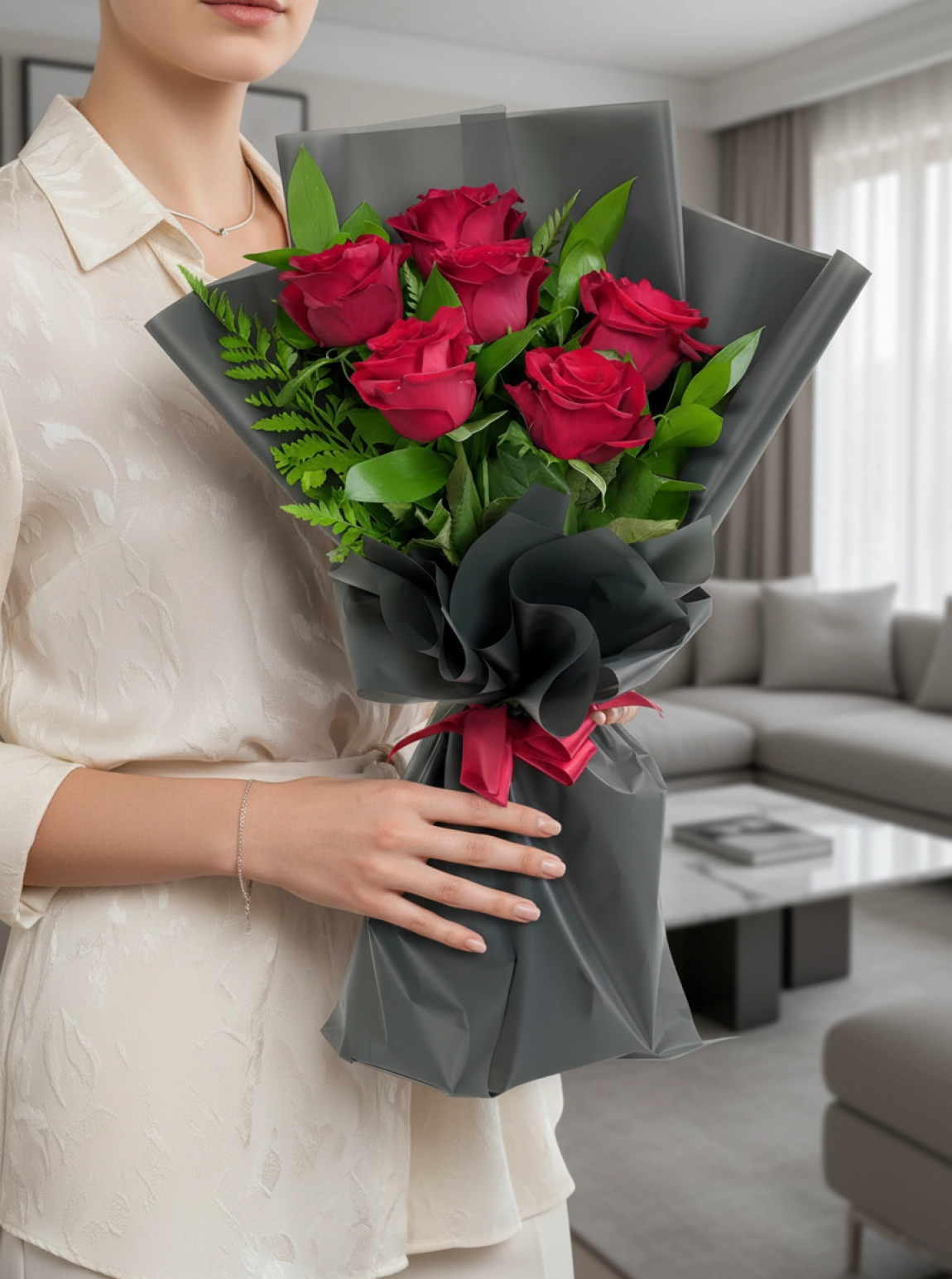 5 Kırmızı Gül Buketi