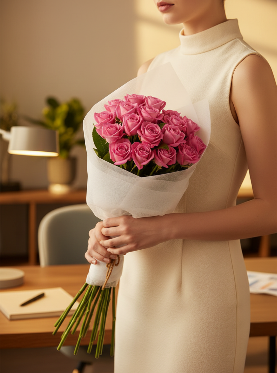 19 Pembe Gül Buketi