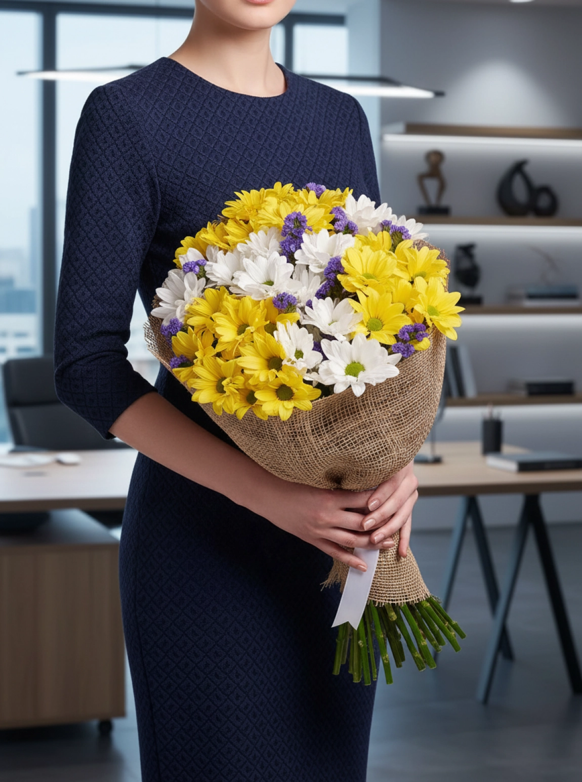 Sarı ve Beyaz Papatya Buketi