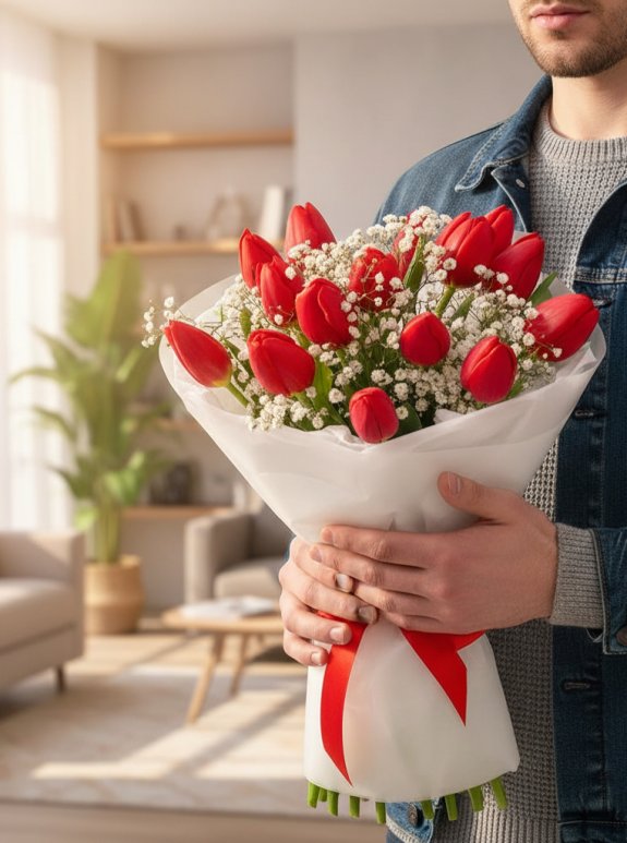 15 Adet Kırmızı Lale Buketi