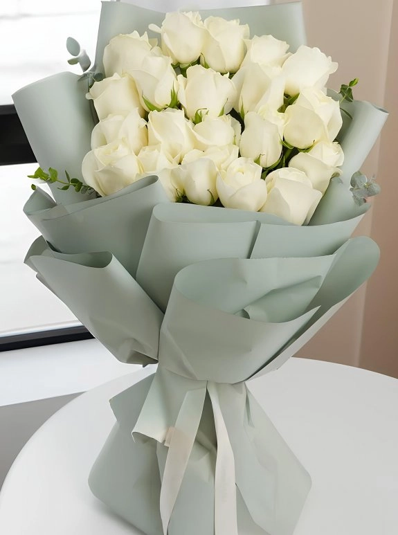 20 Tane Beyaz Gül Buketi