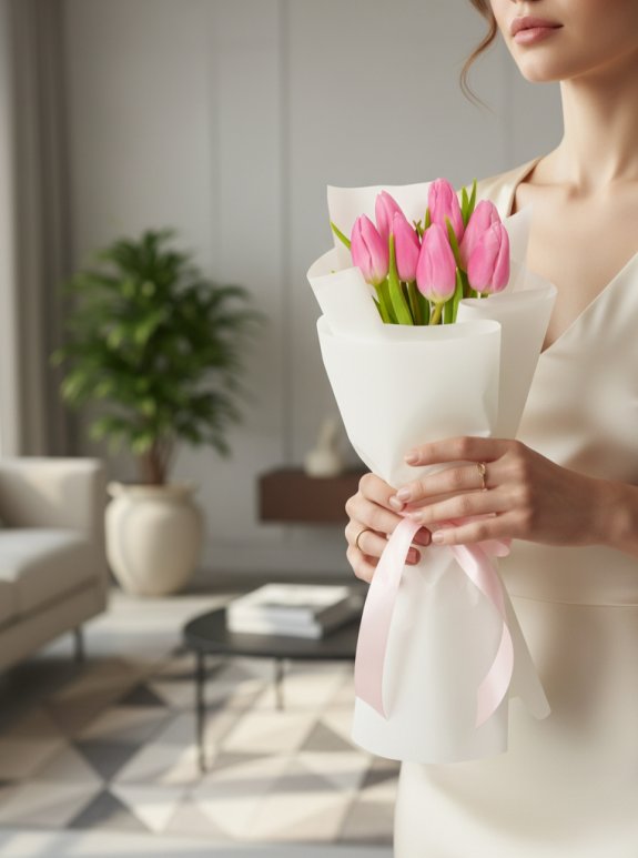 7 Adet Pembe Lale Buketi