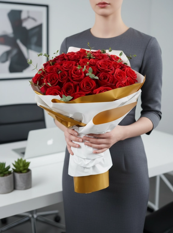 70 Tane Kırmızı Gül Buketi