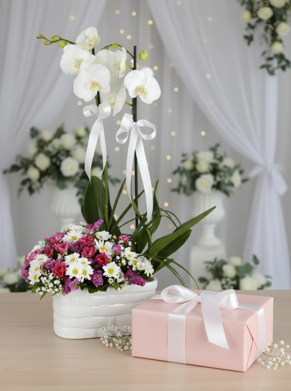 Çift Dal Orkideli Bahar Aranjmanı