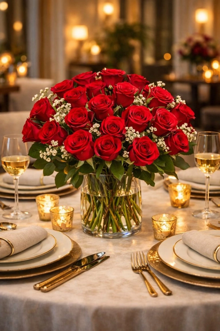 Kırmızı Güller Camda 