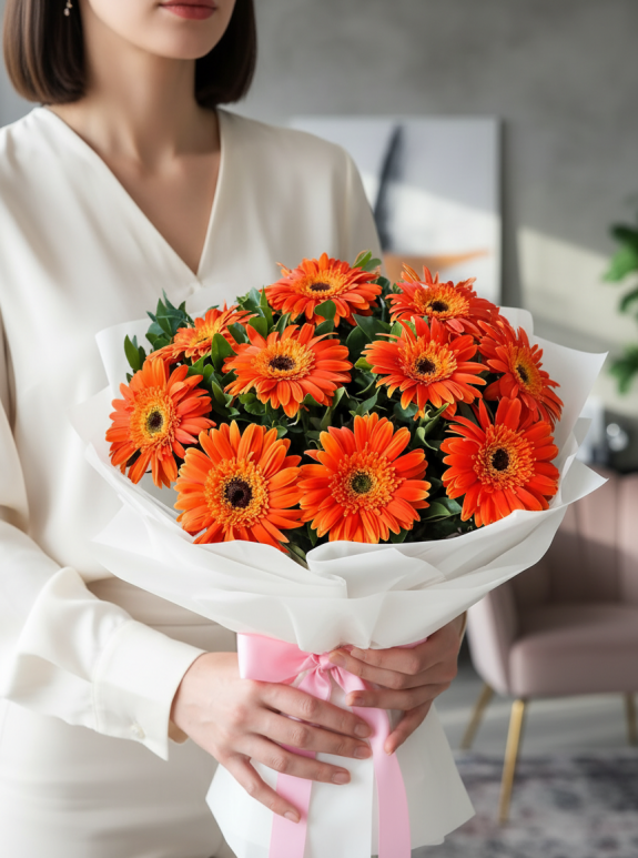 Turuncu Gerbera Buketi