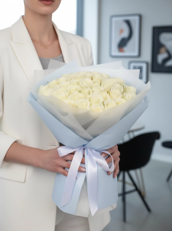 51 Adet Beyaz Gül Buketi