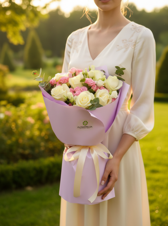 7 Beyaz 4 Pembe Gül Buketi