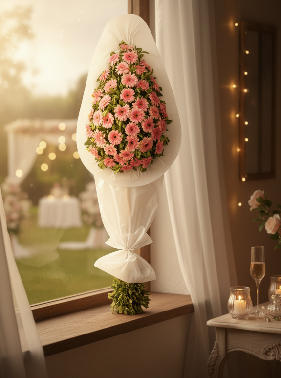 Soft Pembe Çiçekli Çelenk