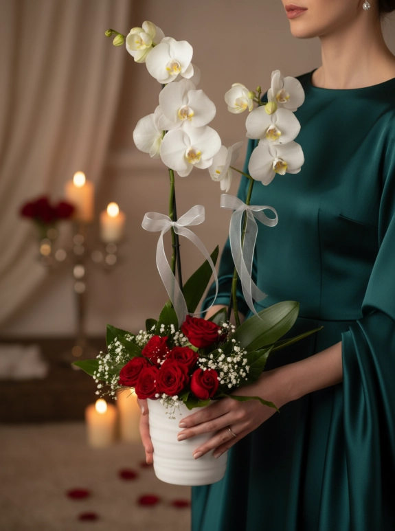 Güller ve Çift Dallı Orkide