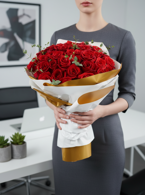 70 Tane Kırmızı Gül Buketi