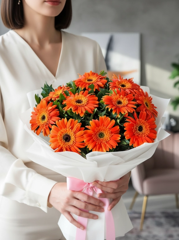 Turuncu Gerbera Buketi
