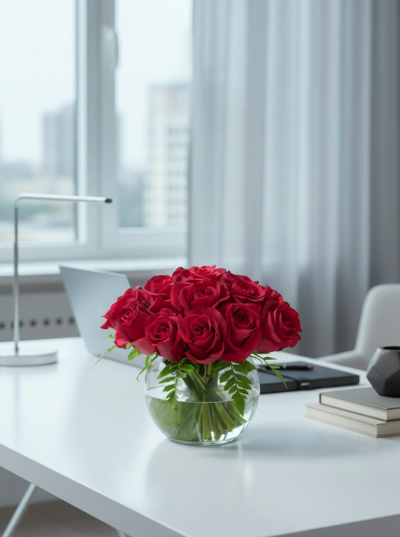 Vazoda Büyük Boy 10 Tane Gül